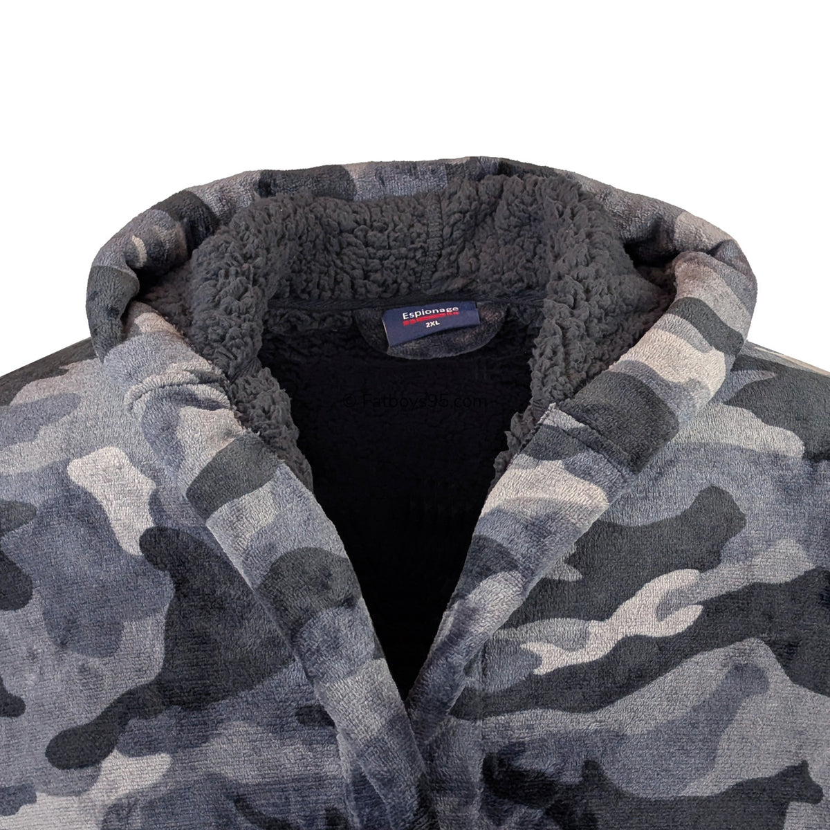 Espionage Camo Fleece Dressing Gown - PJ159 - Black / Grey 2