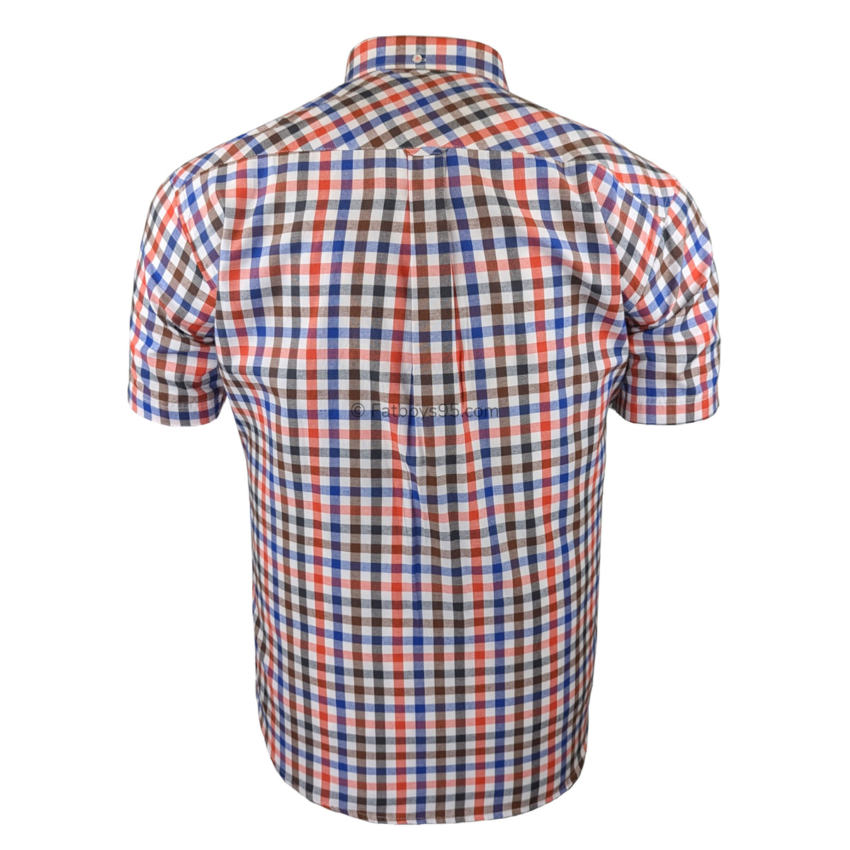 Espionage Check S/S Shirt - SH376 - Royal / Brown / Orange 3