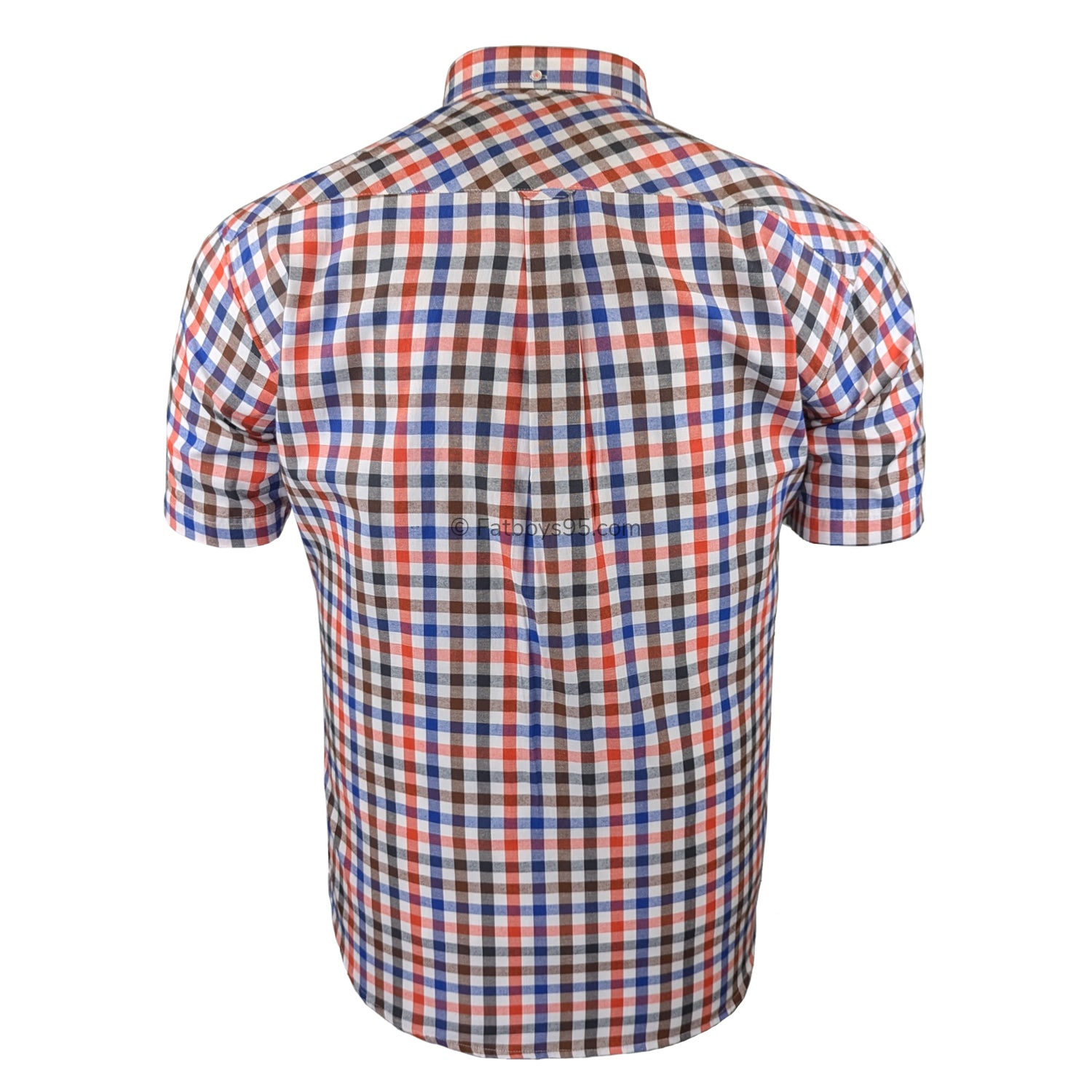 Espionage Check S/S Shirt - SH376 - Royal / Brown / Orange 3