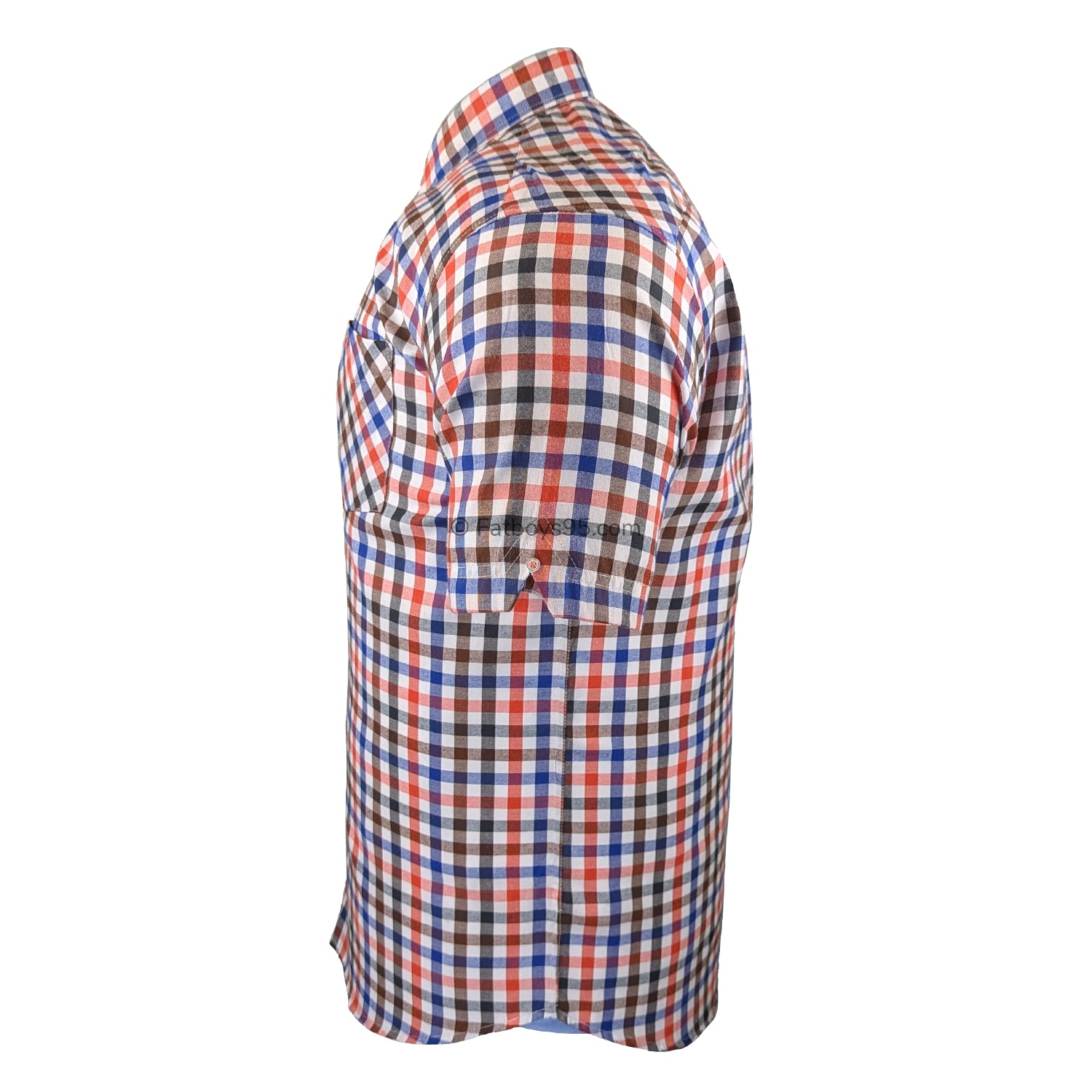 Espionage Check S/S Shirt - SH376 - Royal / Brown / Orange 5