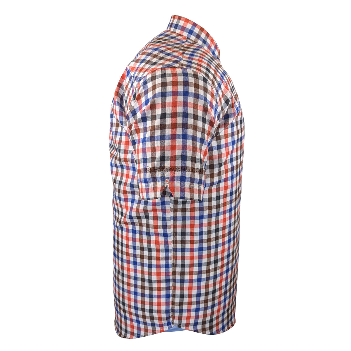 Espionage Check S/S Shirt - SH376 - Royal / Brown / Orange 4