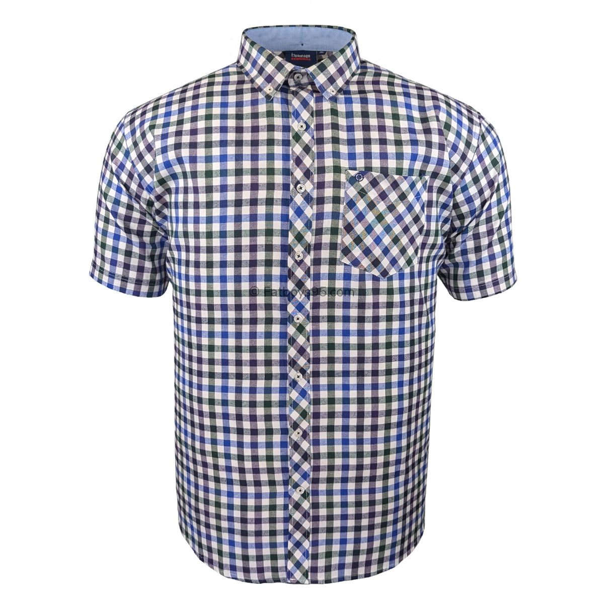 Espionage Check S/S Shirt - SH376 - Royal / Purple / Bottle 1