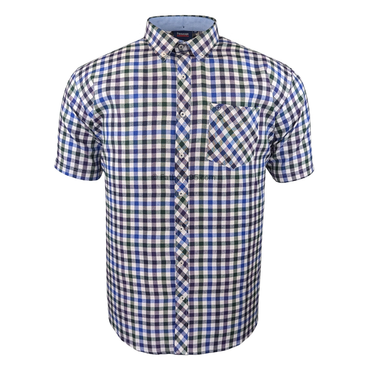 Espionage Check S/S Shirt - SH376 - Royal / Purple / Bottle 1