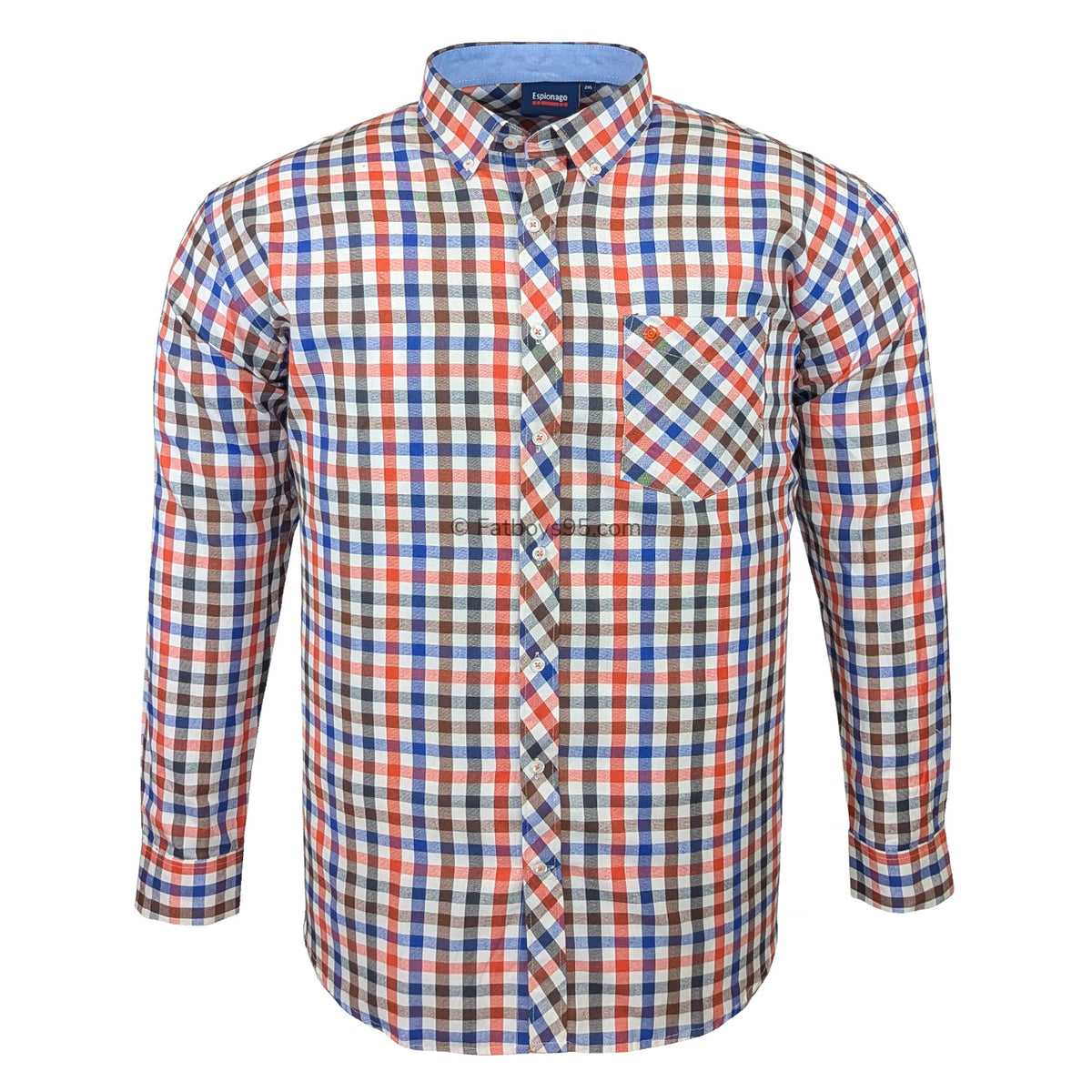 Espionage L/S Shirt - SH377 - Royal / Brown / Orange 1