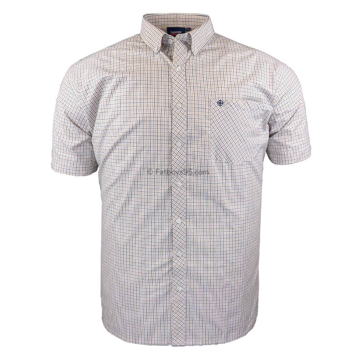 Espionage Check S/S Shirt - SH399 - Blue / Gold / White 1