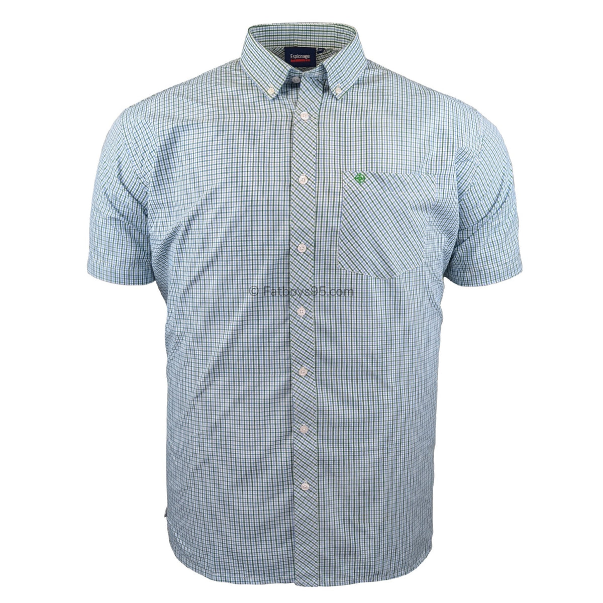 Espionage Check S/S Shirt - SH399 - Green / Blue / White 1