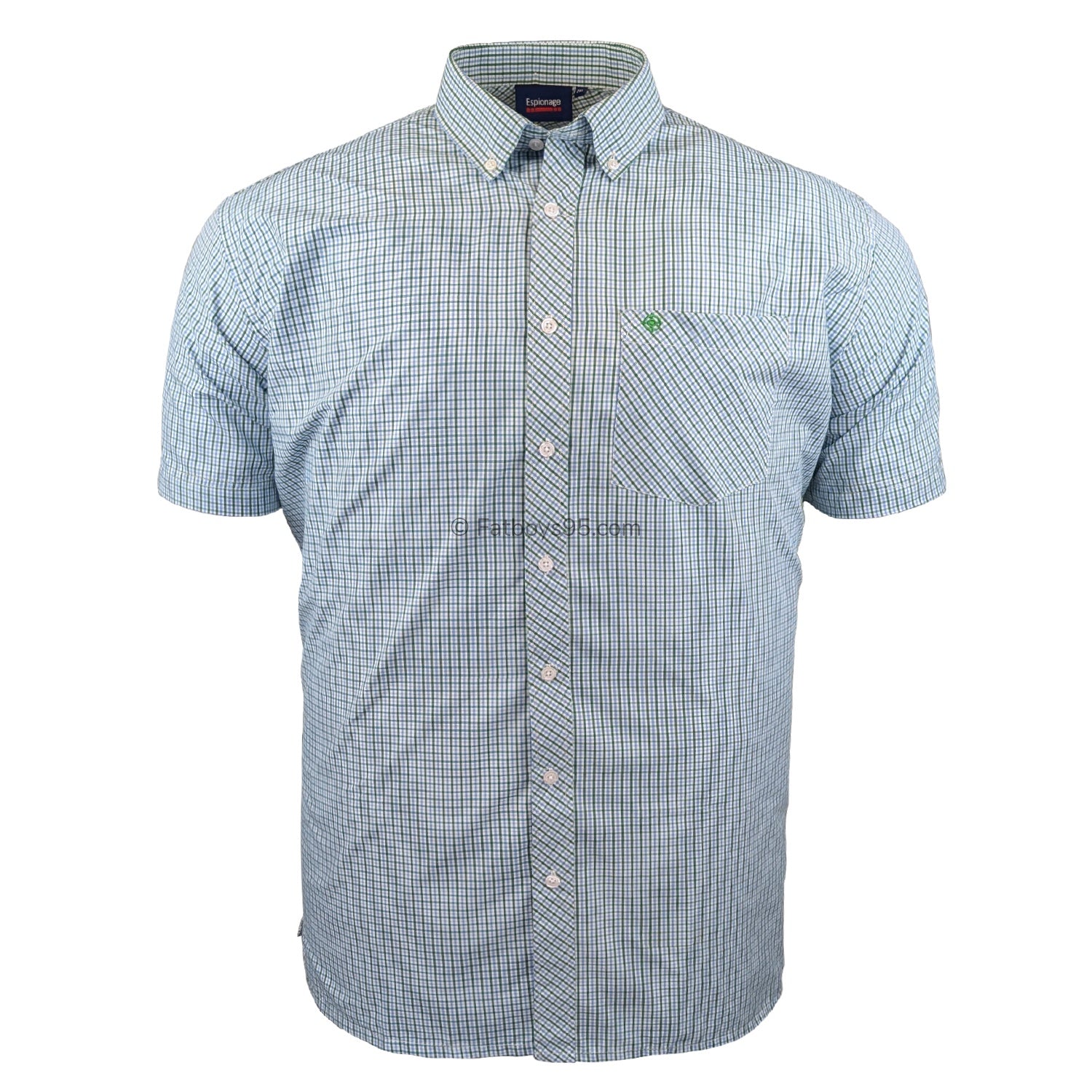 Espionage Check S/S Shirt - SH399 - Green / Blue / White 1