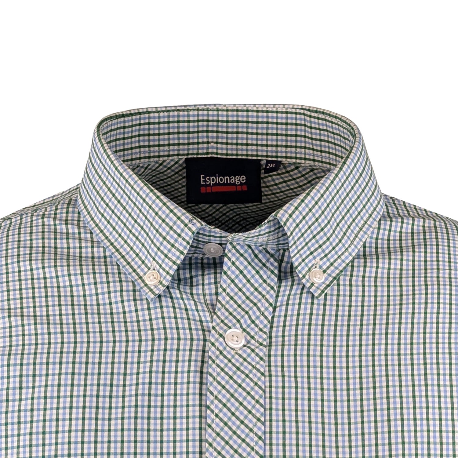 Espionage Check S/S Shirt - SH399 - Green / Blue / White 2