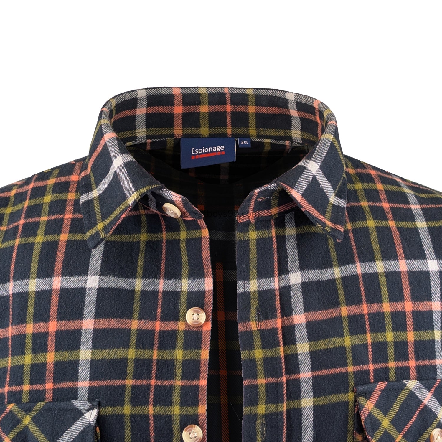 Espionage Brushed Cotton L/S Overshirt - SH401 - Black / Multi 2