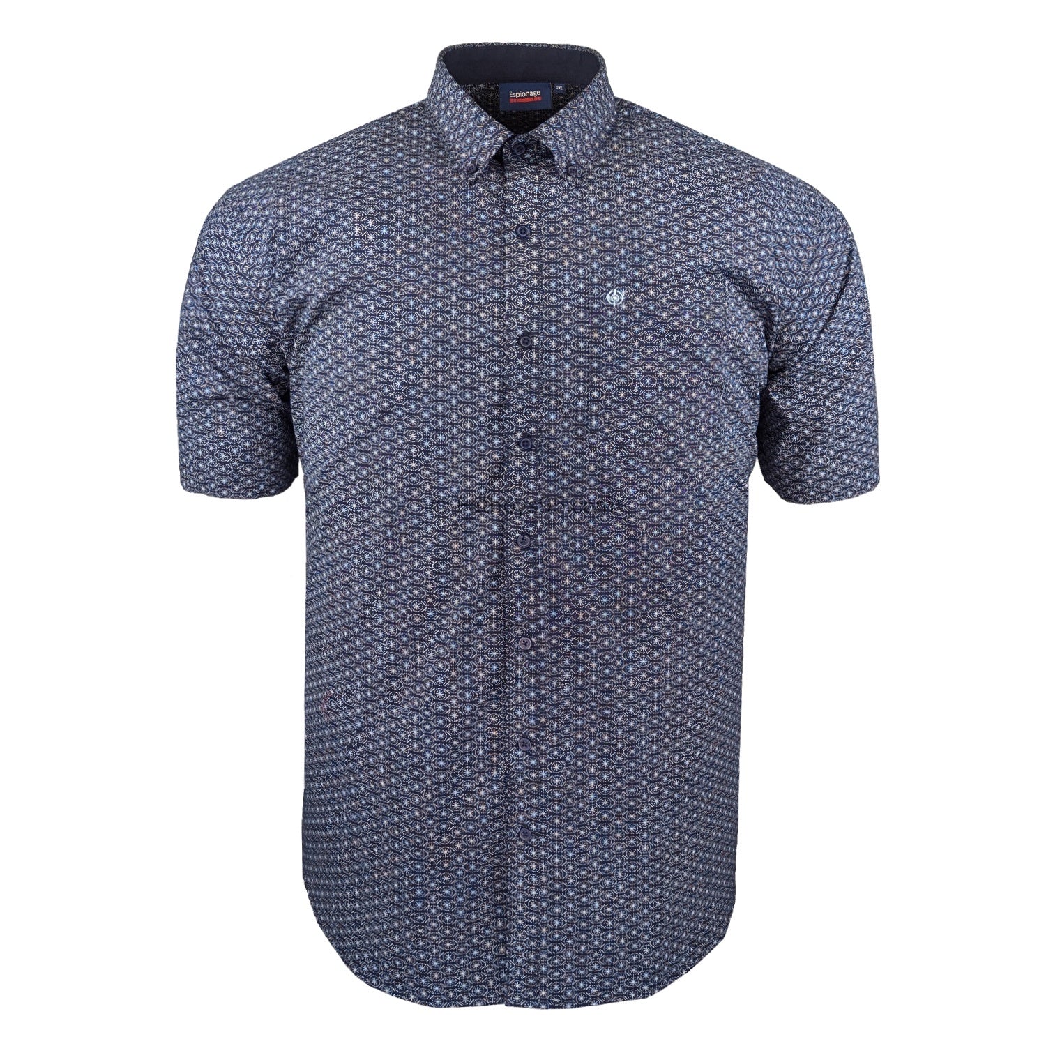 Espionage Geo Print S/S Shirt - SH402 - Navy 1