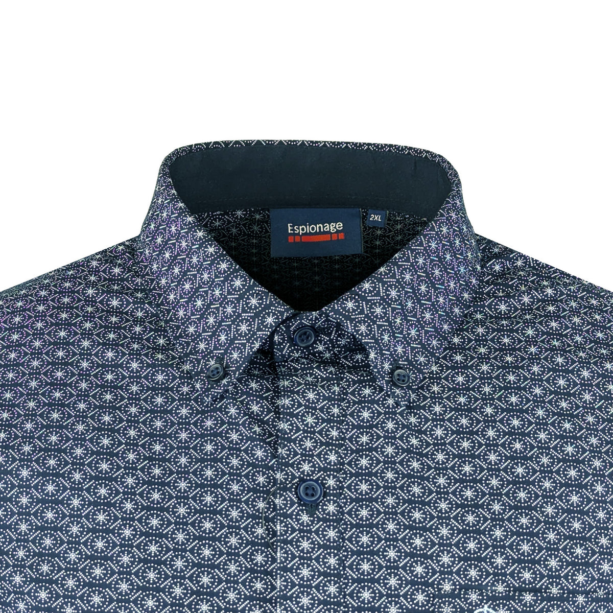 Espionage Geo Print S/S Shirt - SH402 - Navy 2