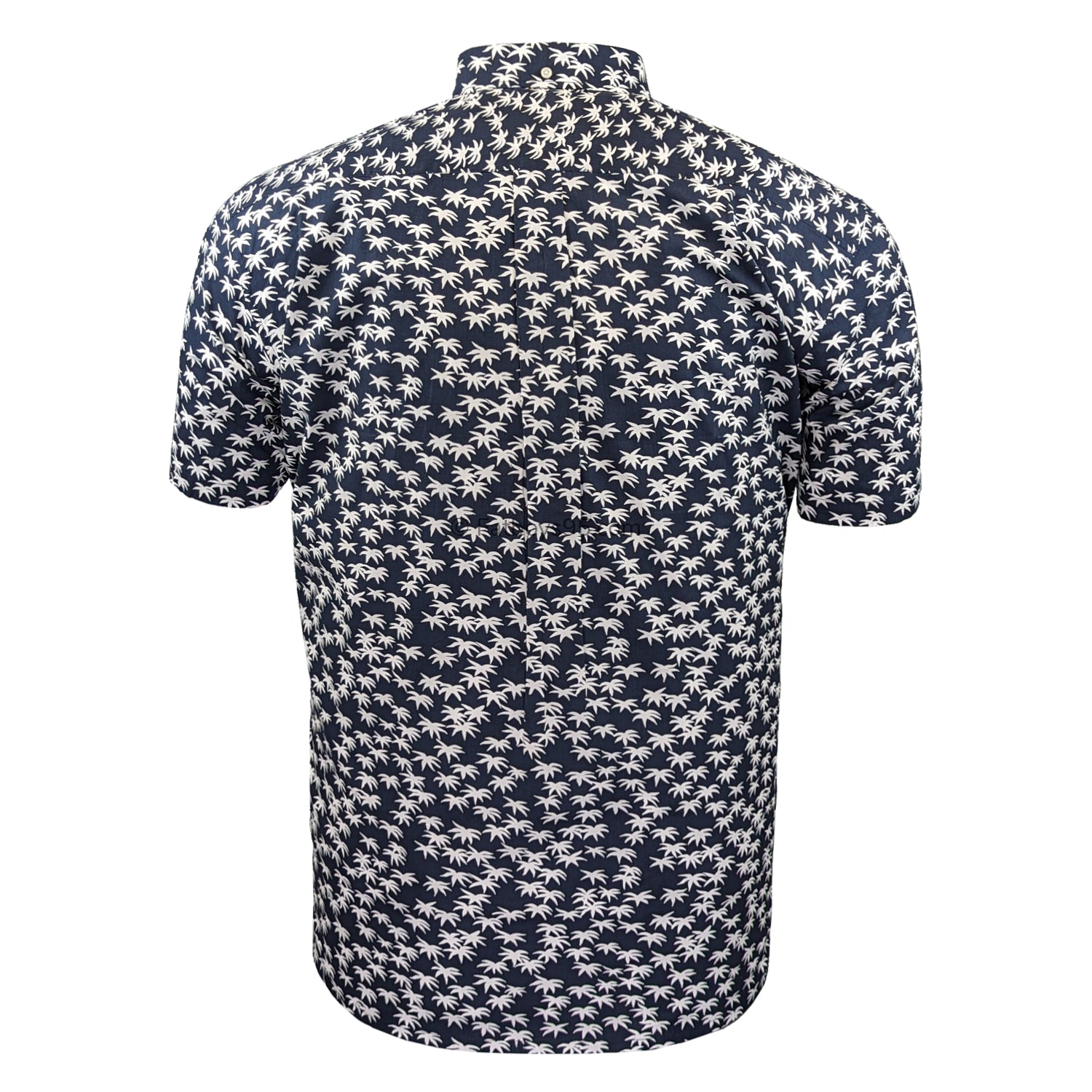 Espionage Palm Print S/S Shirt - SH411 - Navy / Ecru 3