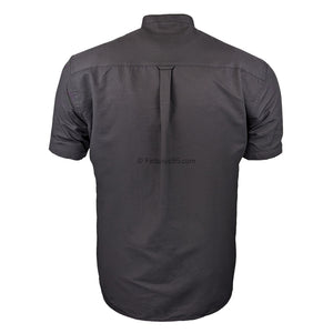 Espionage S/S Grandad Collar Oxford Shirt - SH416 - Black 3