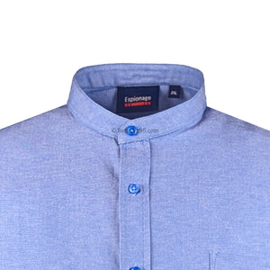 Espionage S/S Grandad Collar Oxford Shirt - SH416 - Blue 2