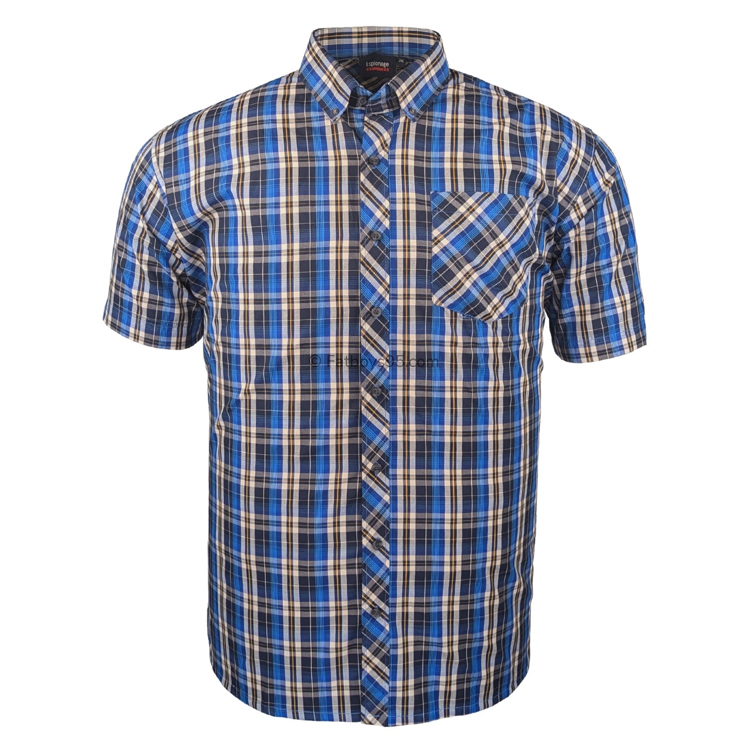 Espionage Check S/S Shirt - SH422 - Blue / Navy 1