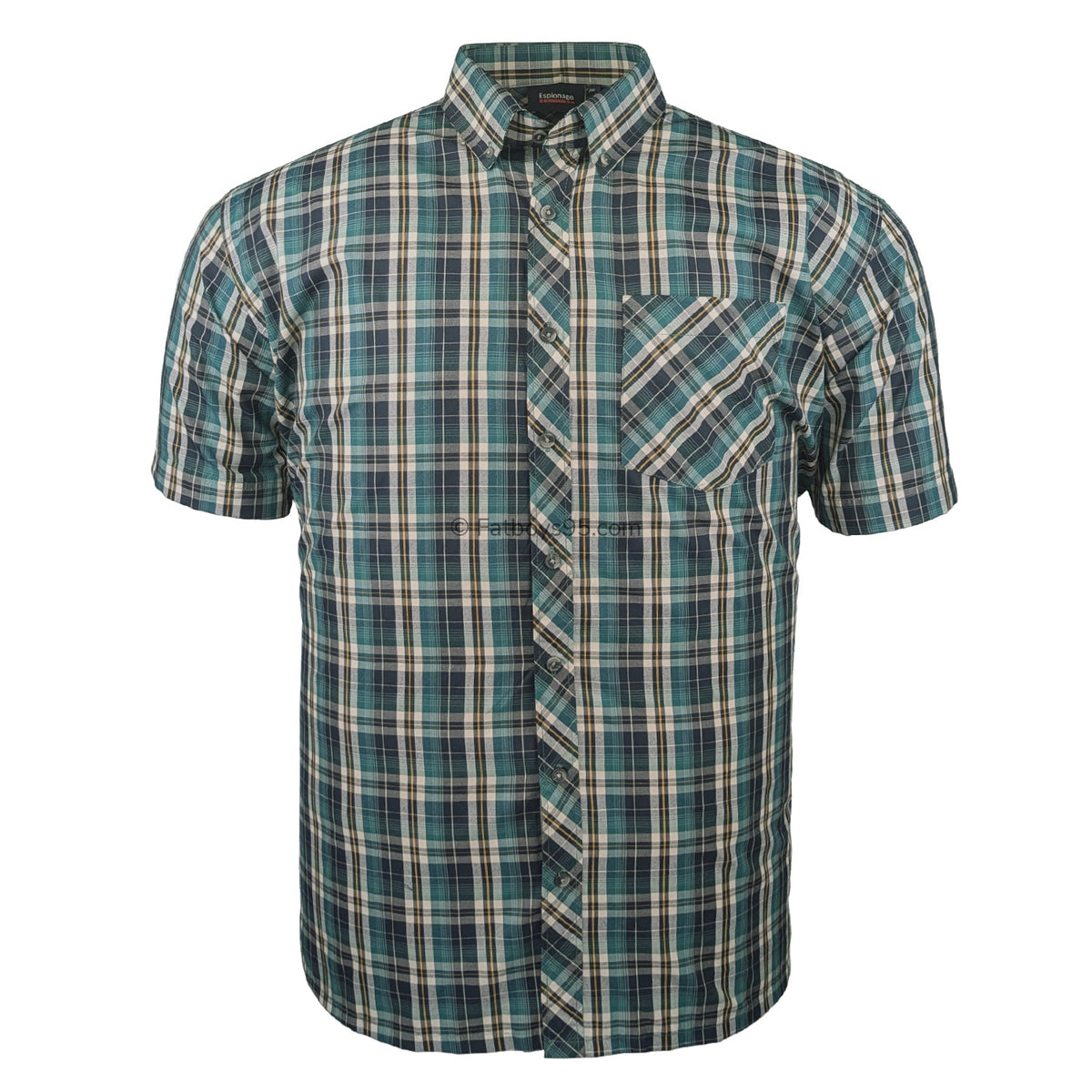 Espionage Check S/S Shirt - SH422 - Green / Navy 1