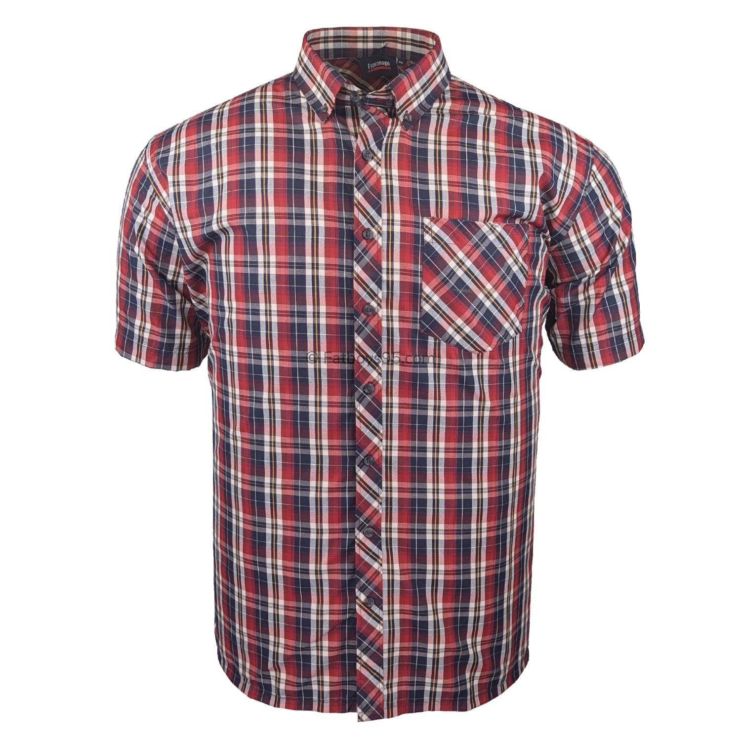 Espionage Check S/S Shirt - SH422 - Red / Navy 1