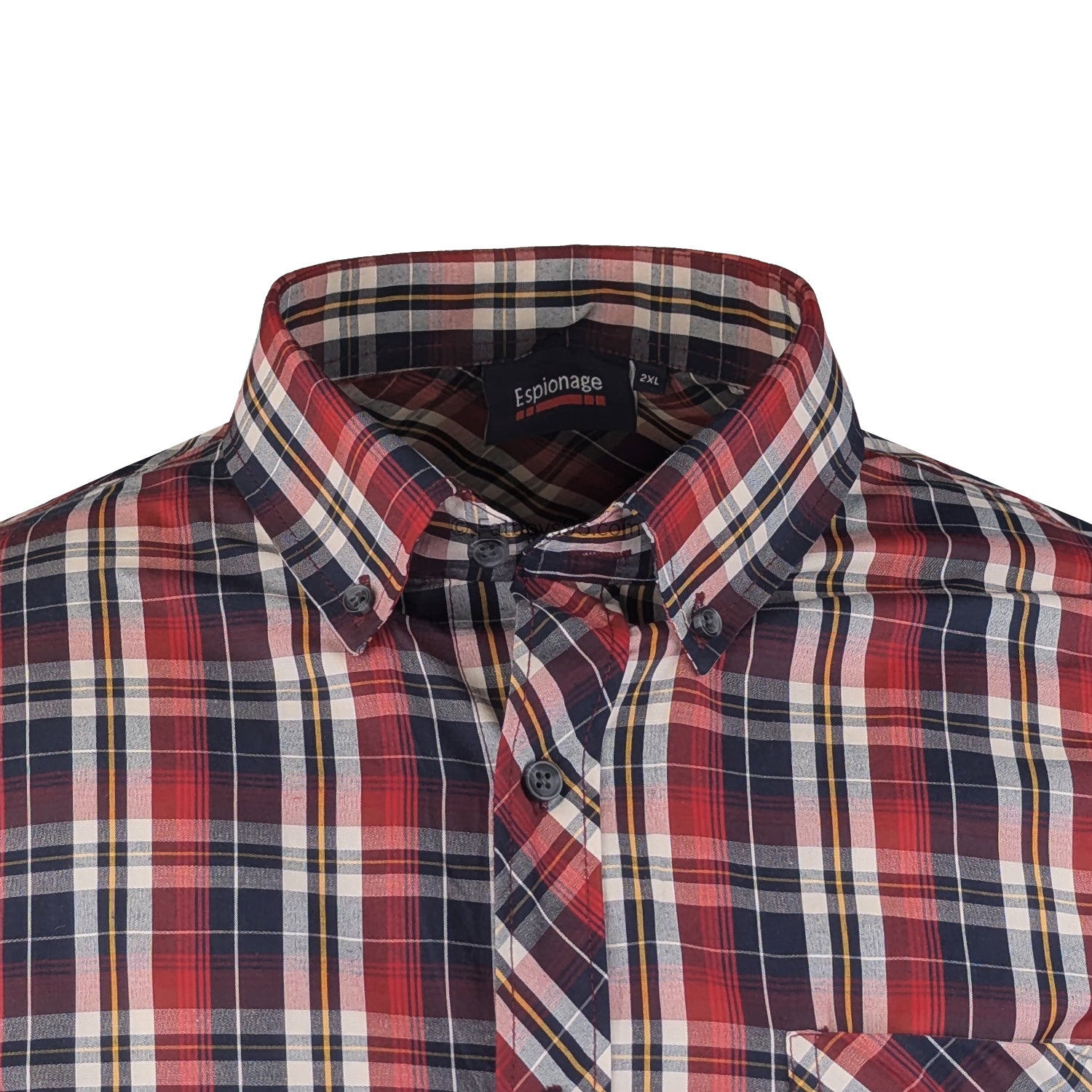 Espionage Check S/S Shirt - SH422 - Red / Navy 2