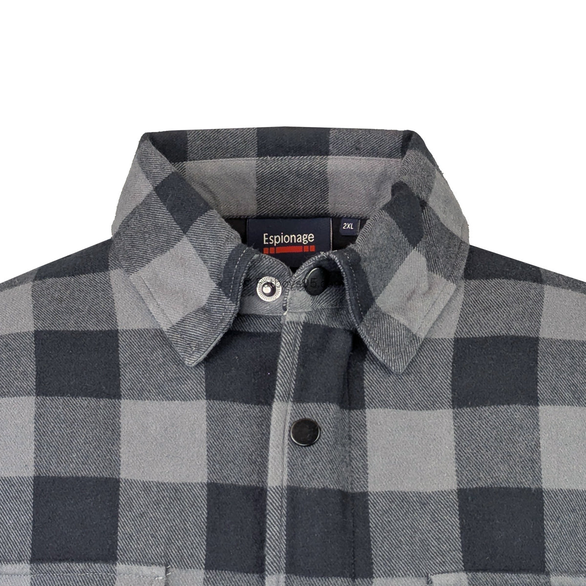 Espionage Brushed Cotton L/S Overshirt - SH423 - Black / Charcoal 2