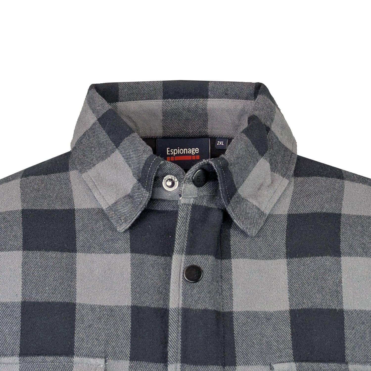 Espionage Brushed Cotton L/S Overshirt - SH423 - Black / Charcoal 2