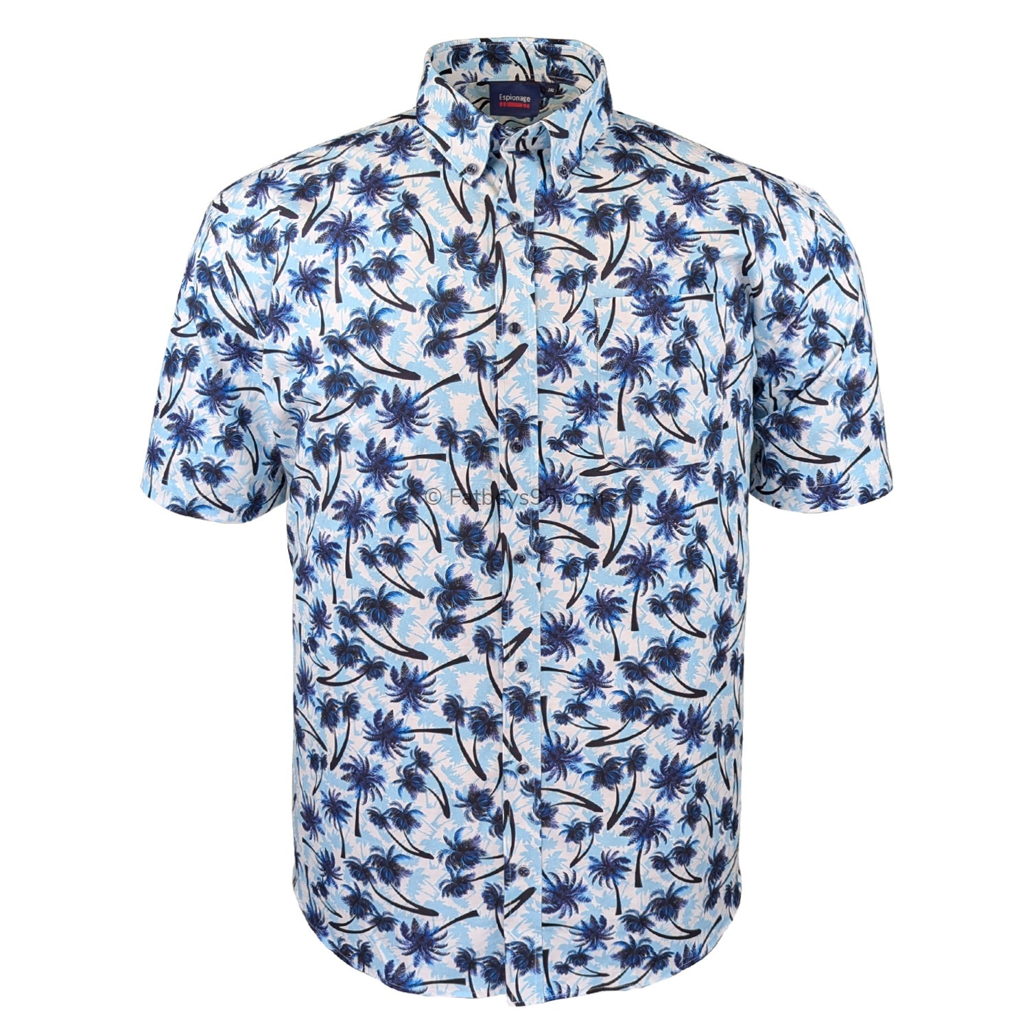 Espionage Palm Print S/S Shirt - SH444 - Navy / Blue