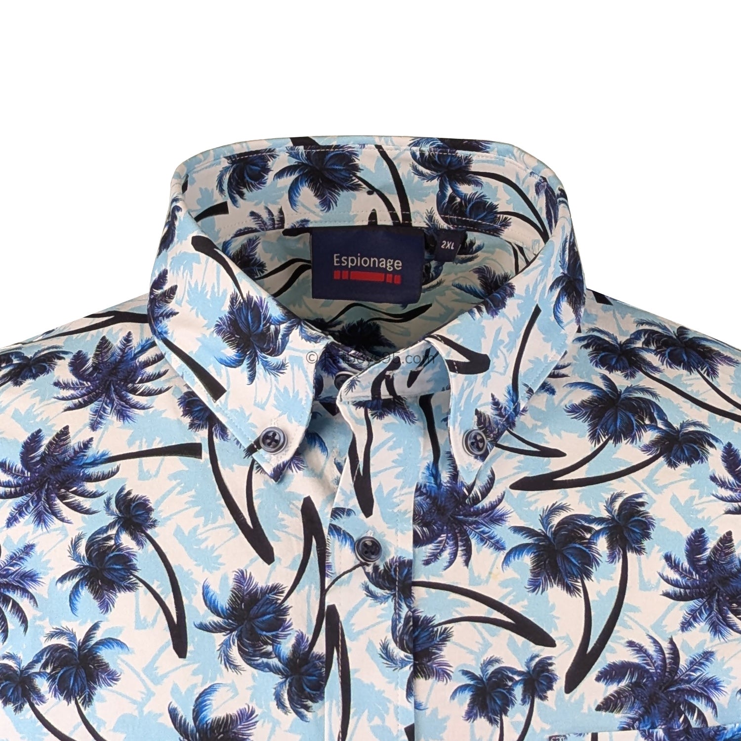 Espionage Palm Print S/S Shirt - SH444 - Navy / Blue