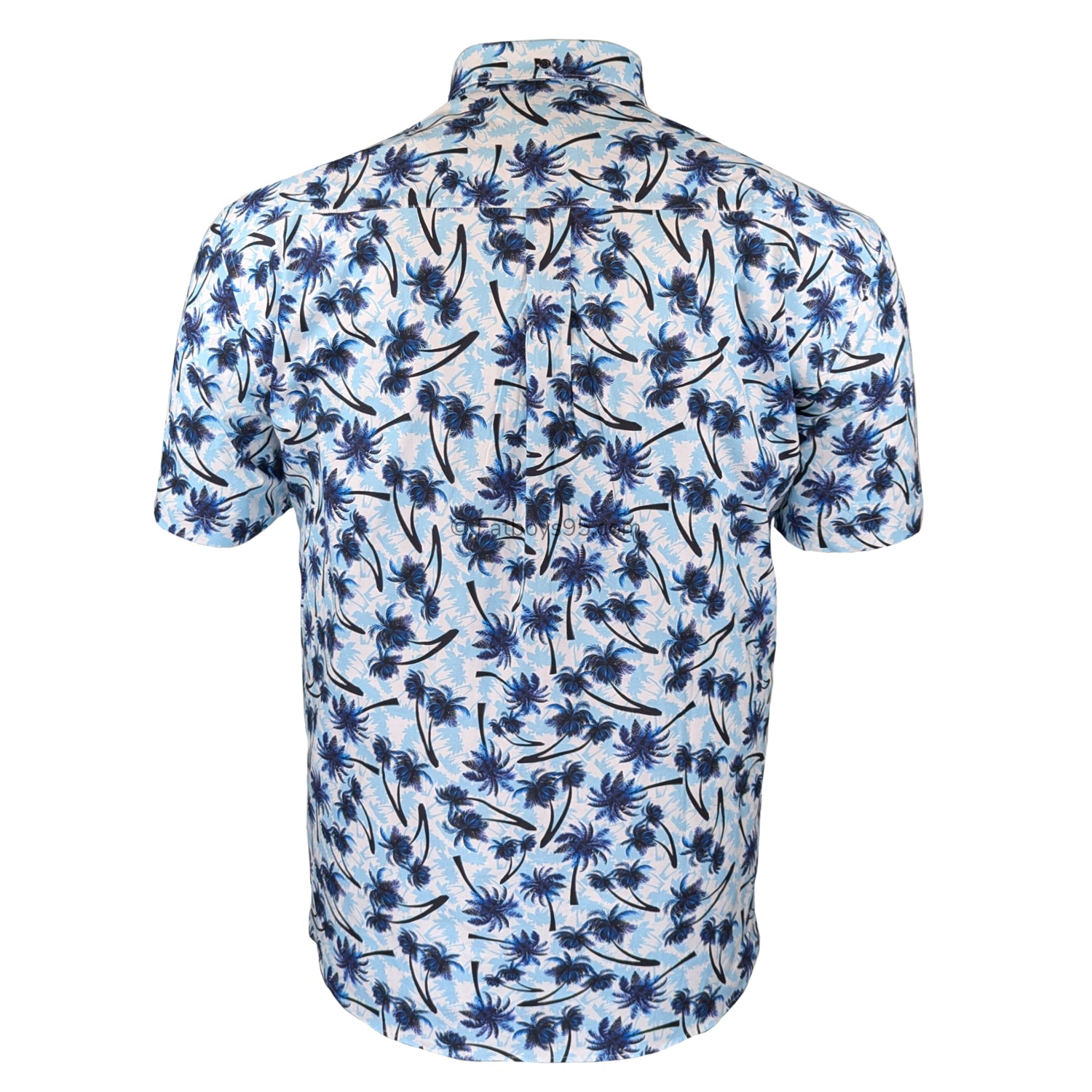 Espionage Palm Print S/S Shirt - SH444 - Navy / Blue