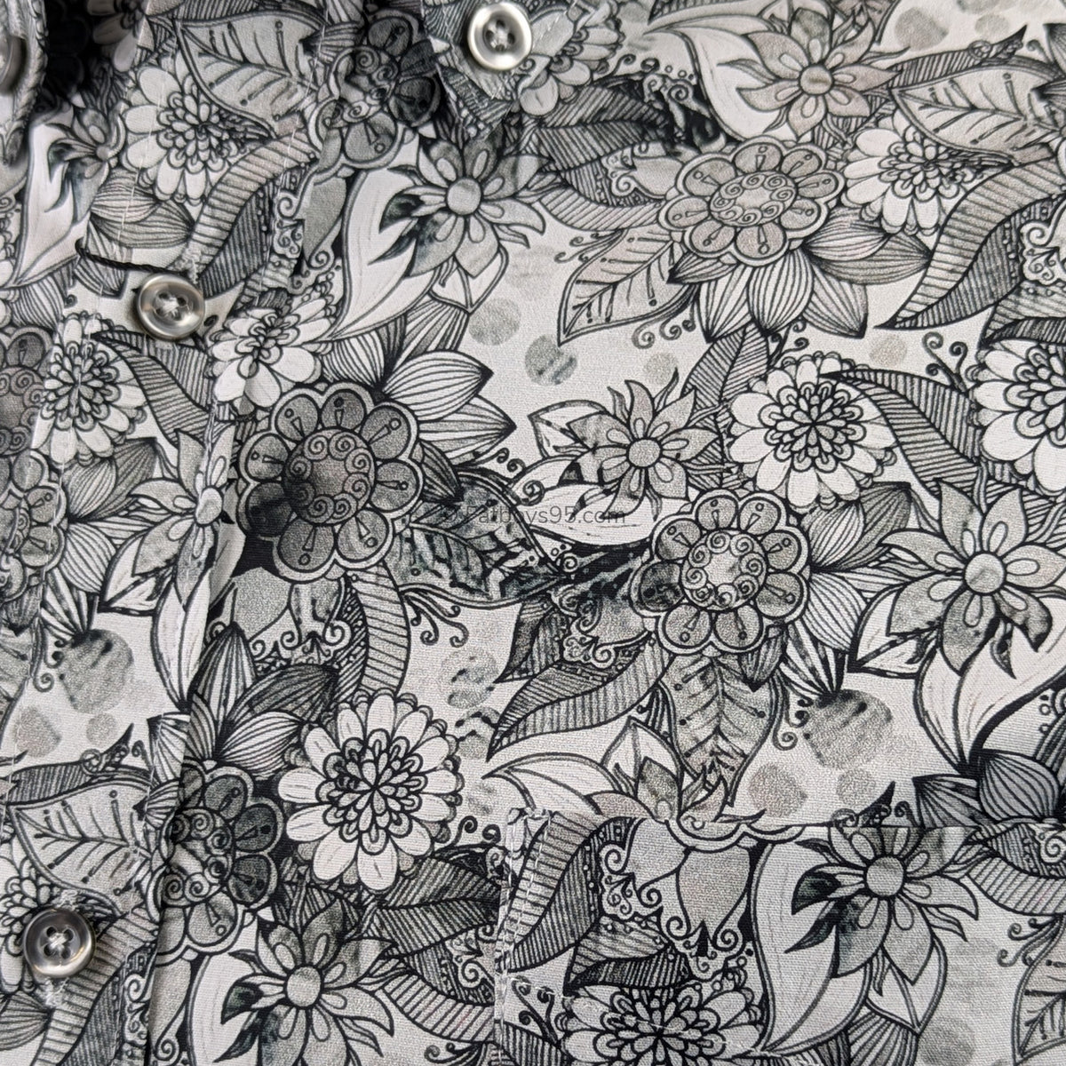 Espionage Floral Monochrome Print S/S Shirt - SH445 - Black 3