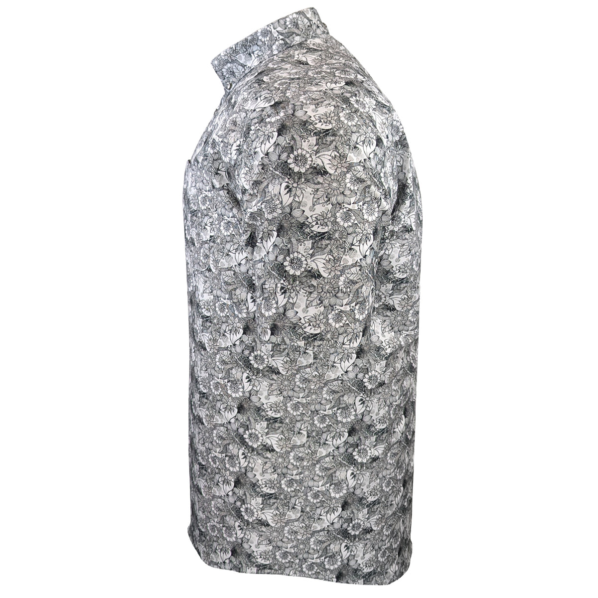 Espionage Floral Monochrome Print S/S Shirt - SH445 - Black 5