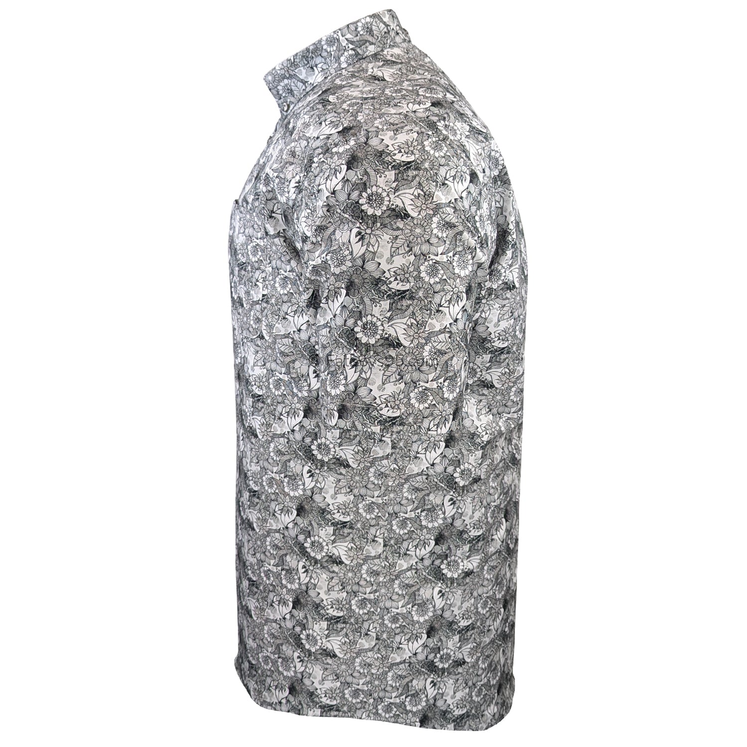 Espionage Floral Monochrome Print S/S Shirt - SH445 - Black 5