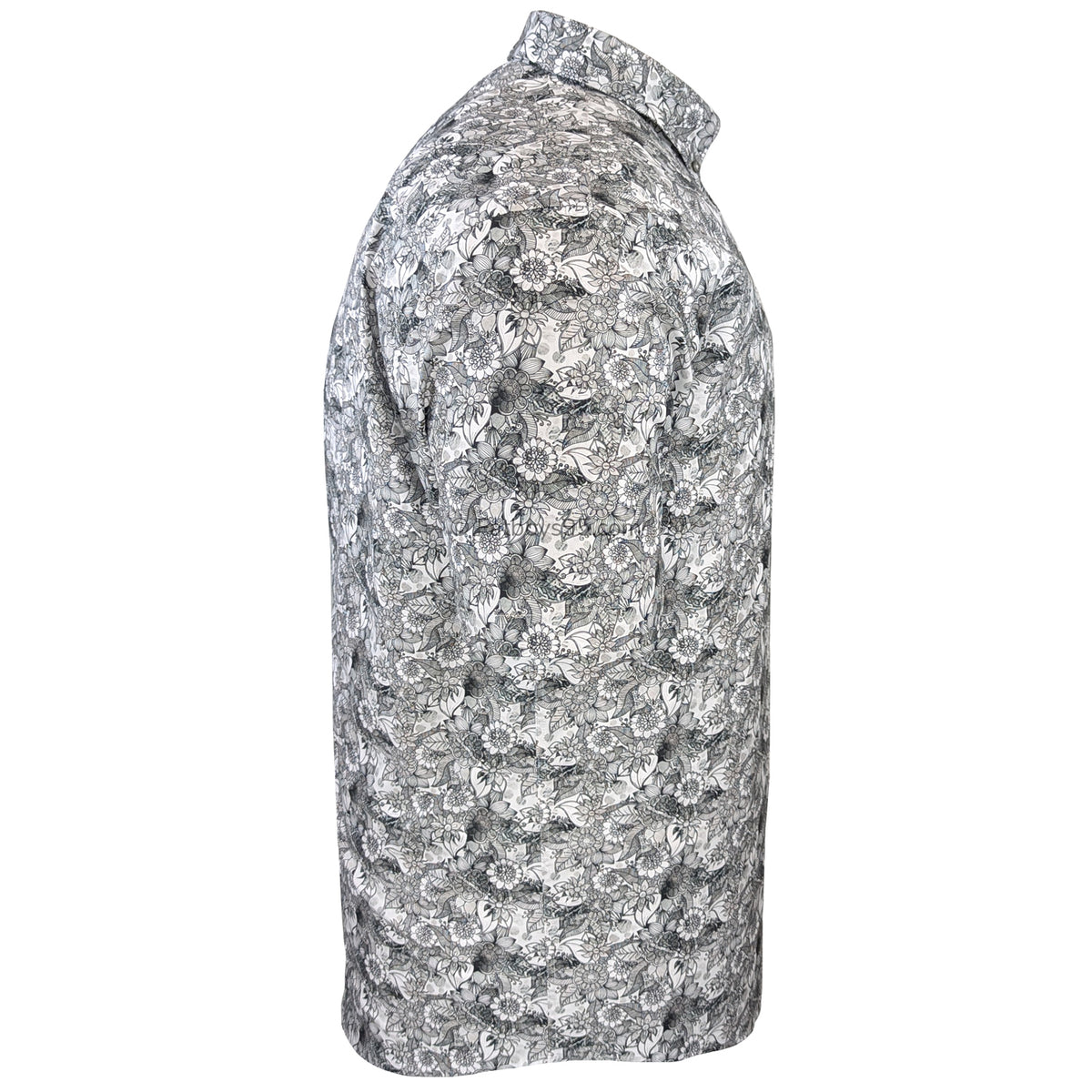 Espionage Floral Monochrome Print S/S Shirt - SH445 - Black 6