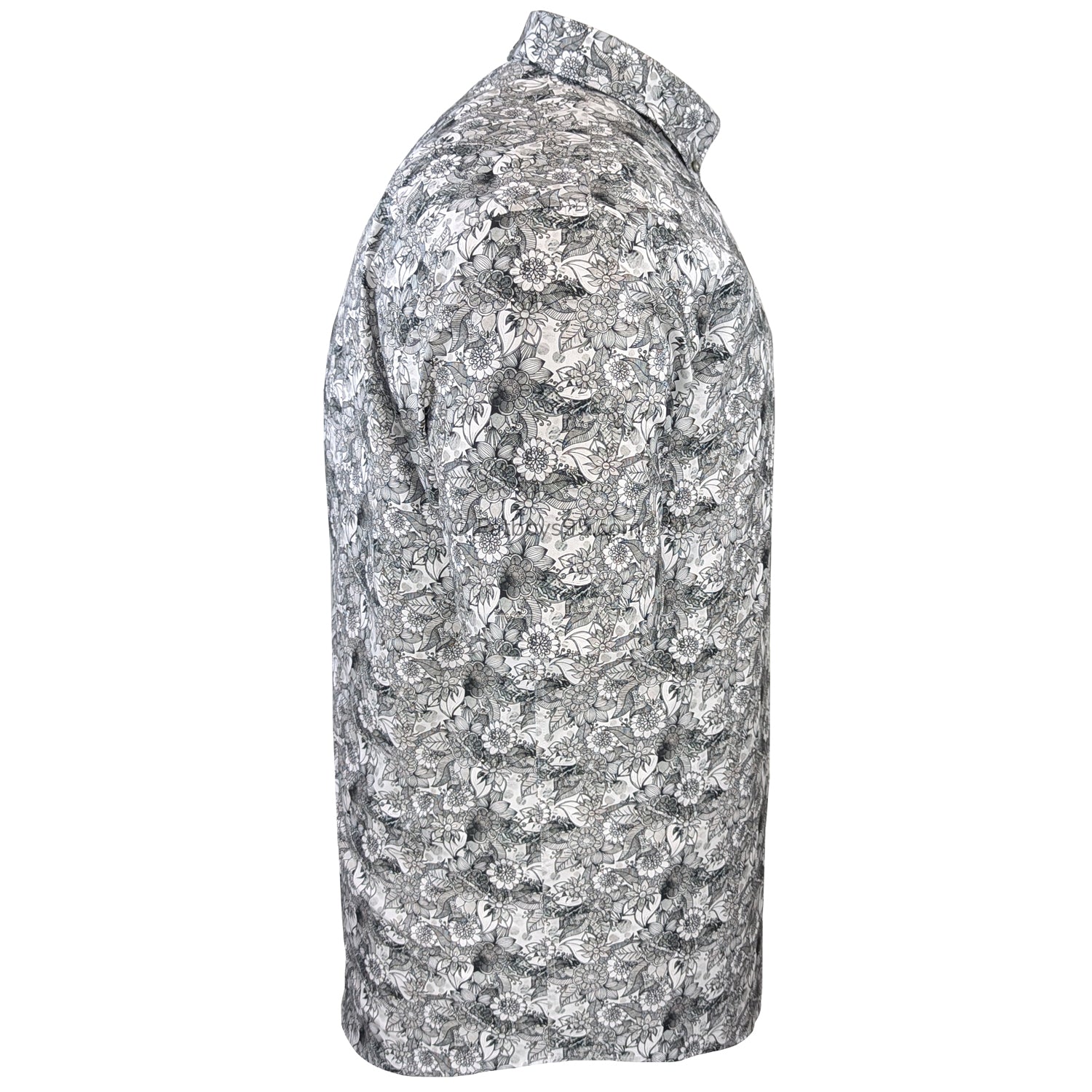 Espionage Floral Monochrome Print S/S Shirt - SH445 - Black 6