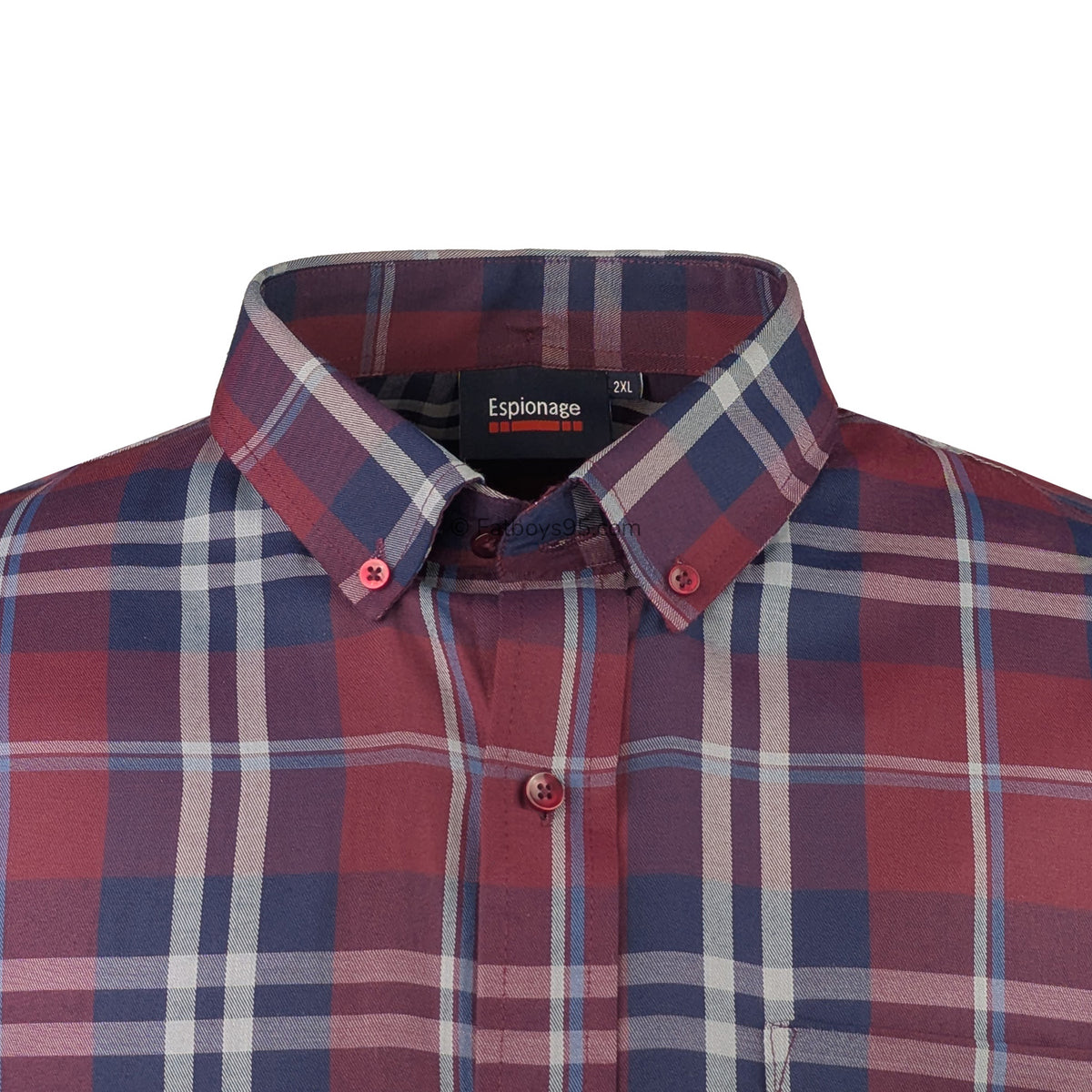 Espionage Check S/S Shirt - SH447 - Burgundy 2