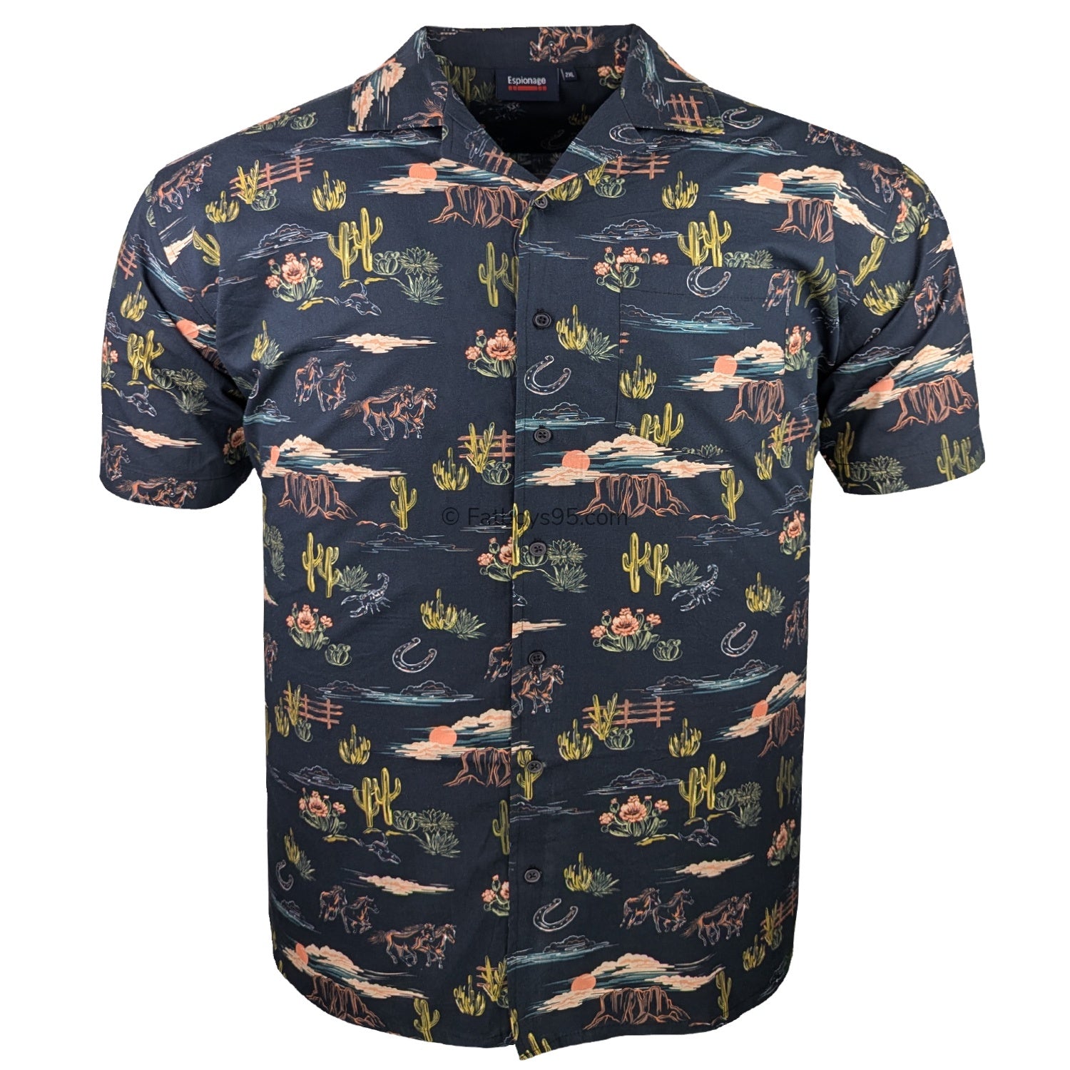 Espionage Prairie Print S/S Shirt - SH463 - Black 1
