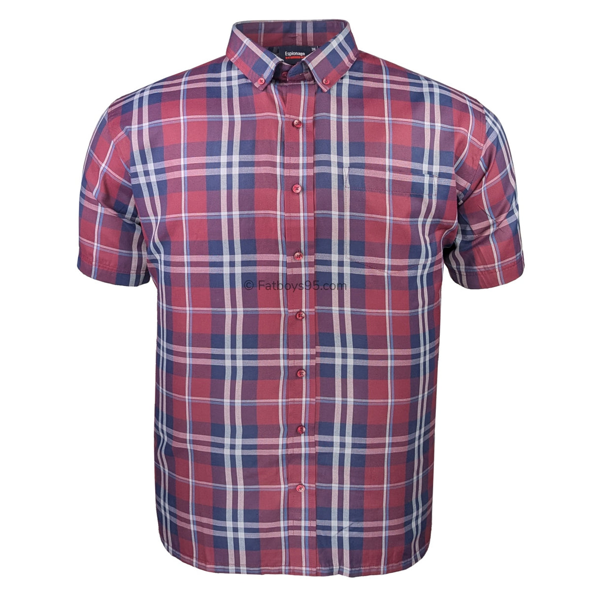 Espionage Check S/S Shirt - SH447 - Burgundy 1