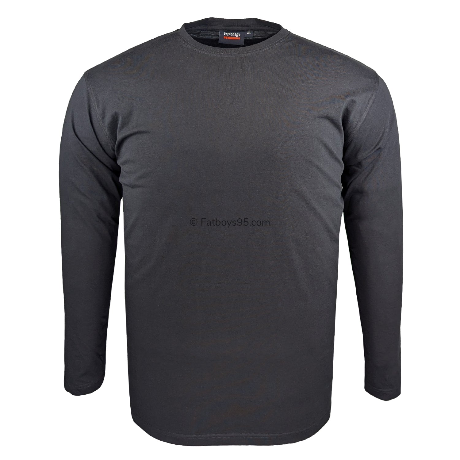 Espionage Plain Round Neck L/S T-Shirt - T015LS - Black 1