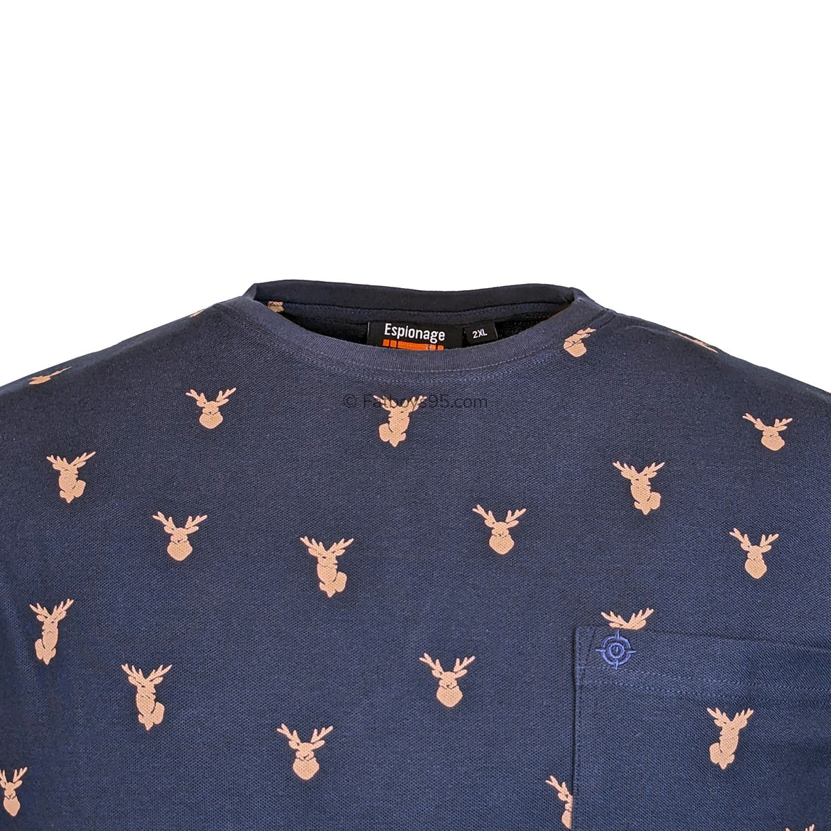 Espionage Stag Print Tee - T389 - Navy 2