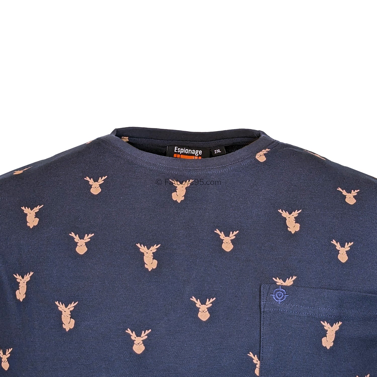 Espionage Stag Print Tee - T389 - Navy 2
