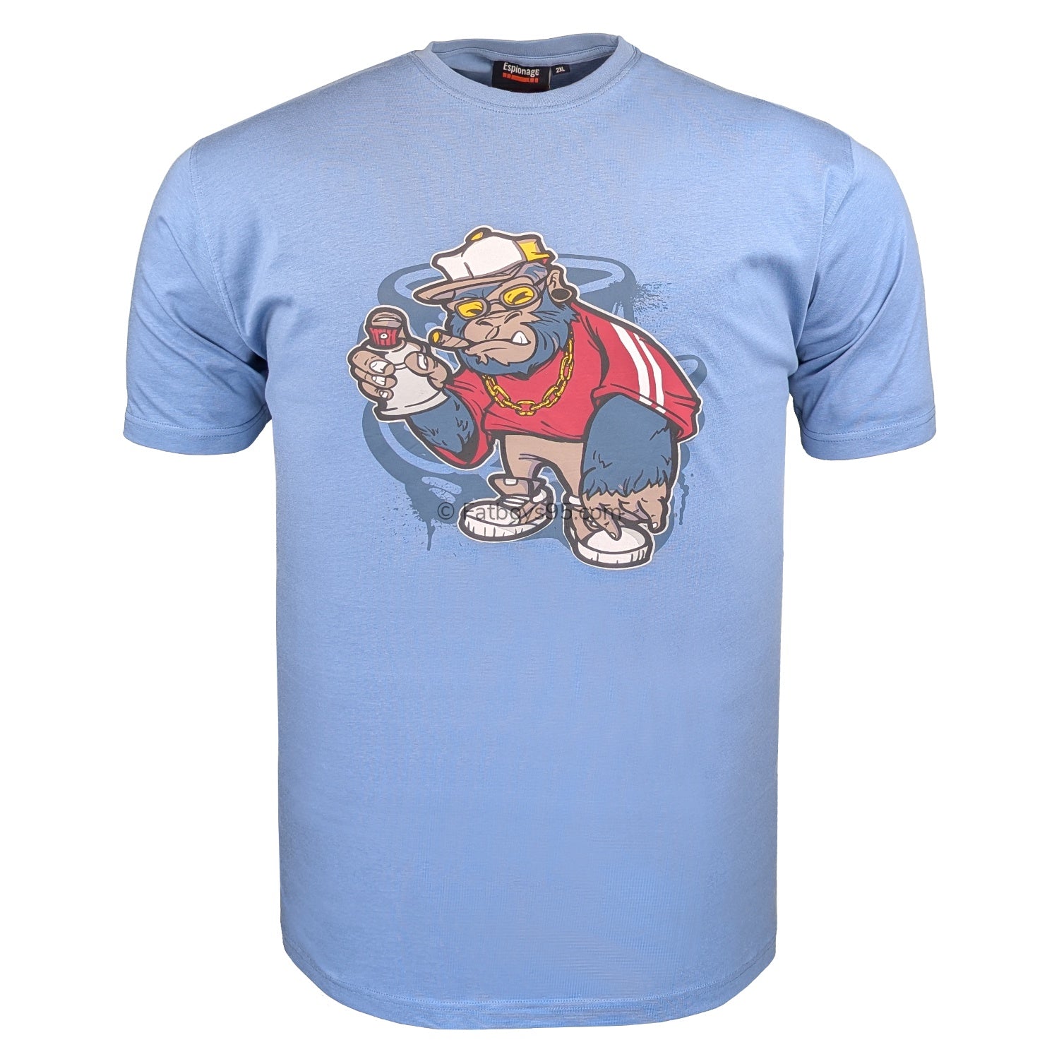 Espionage Graffiti Graphic Print Tee - T433 - Mid Blue 1