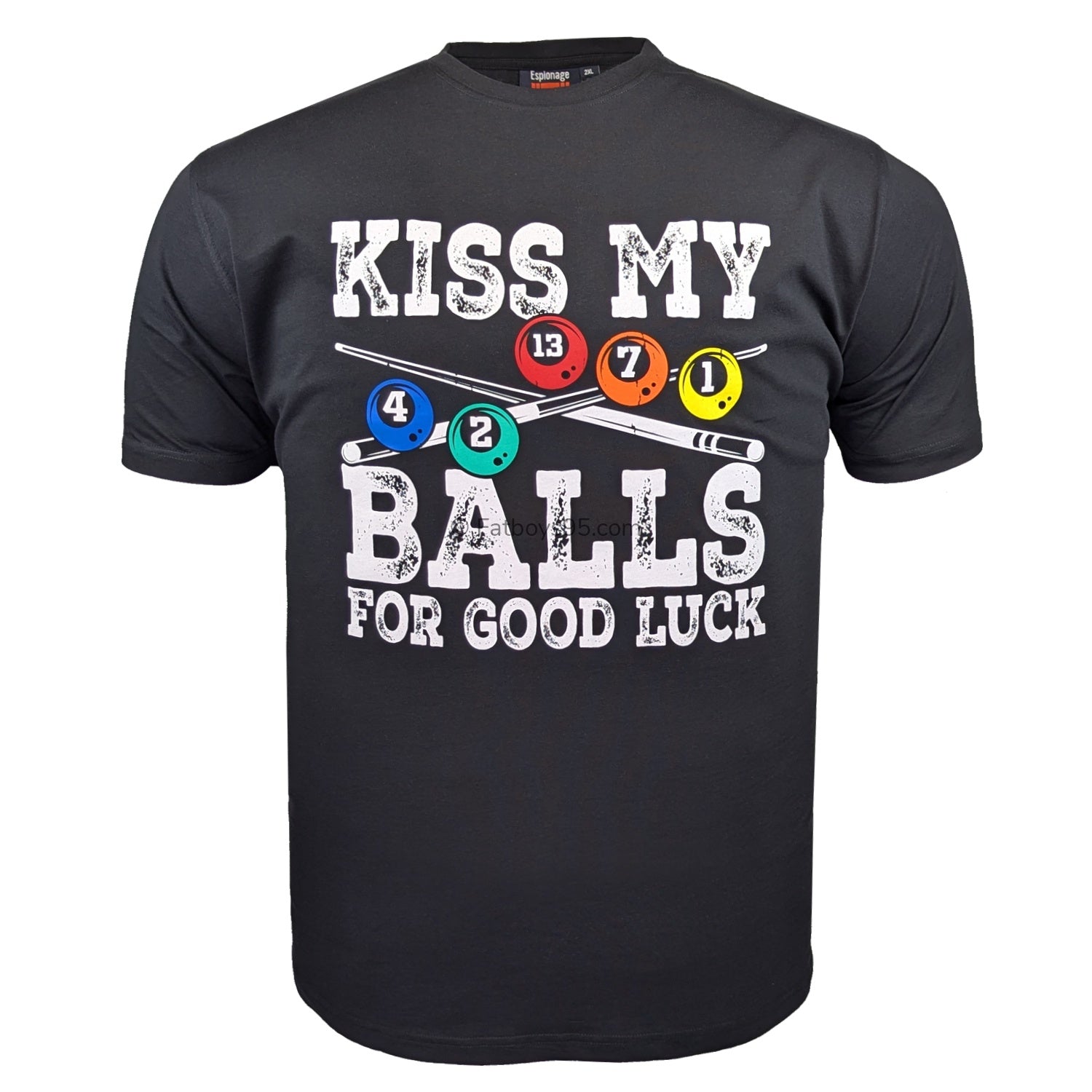 Espionage Kiss My Balls Print Tee - T436 - Black 1