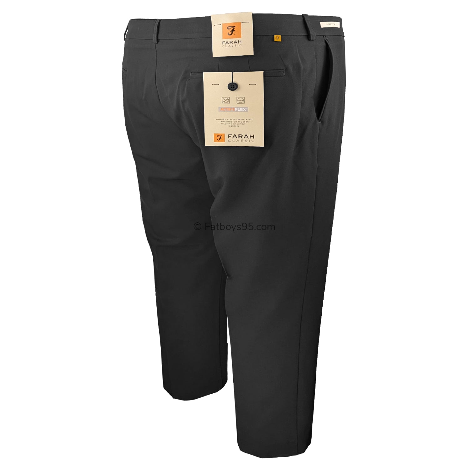 Big Men's Farah Trousers - Roachman Stretch - Black | 42