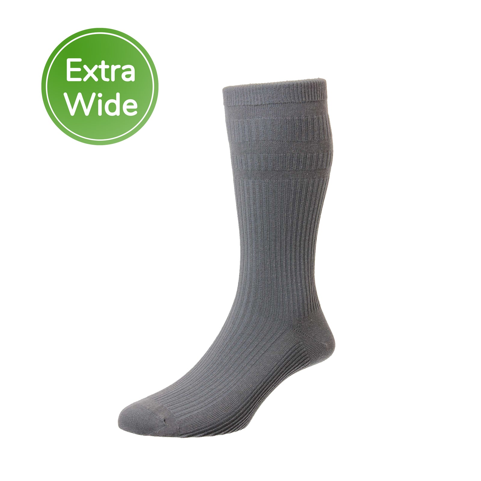 HJ Extra Wide Softop Socks - HJ191H - Cotton - Mid Grey