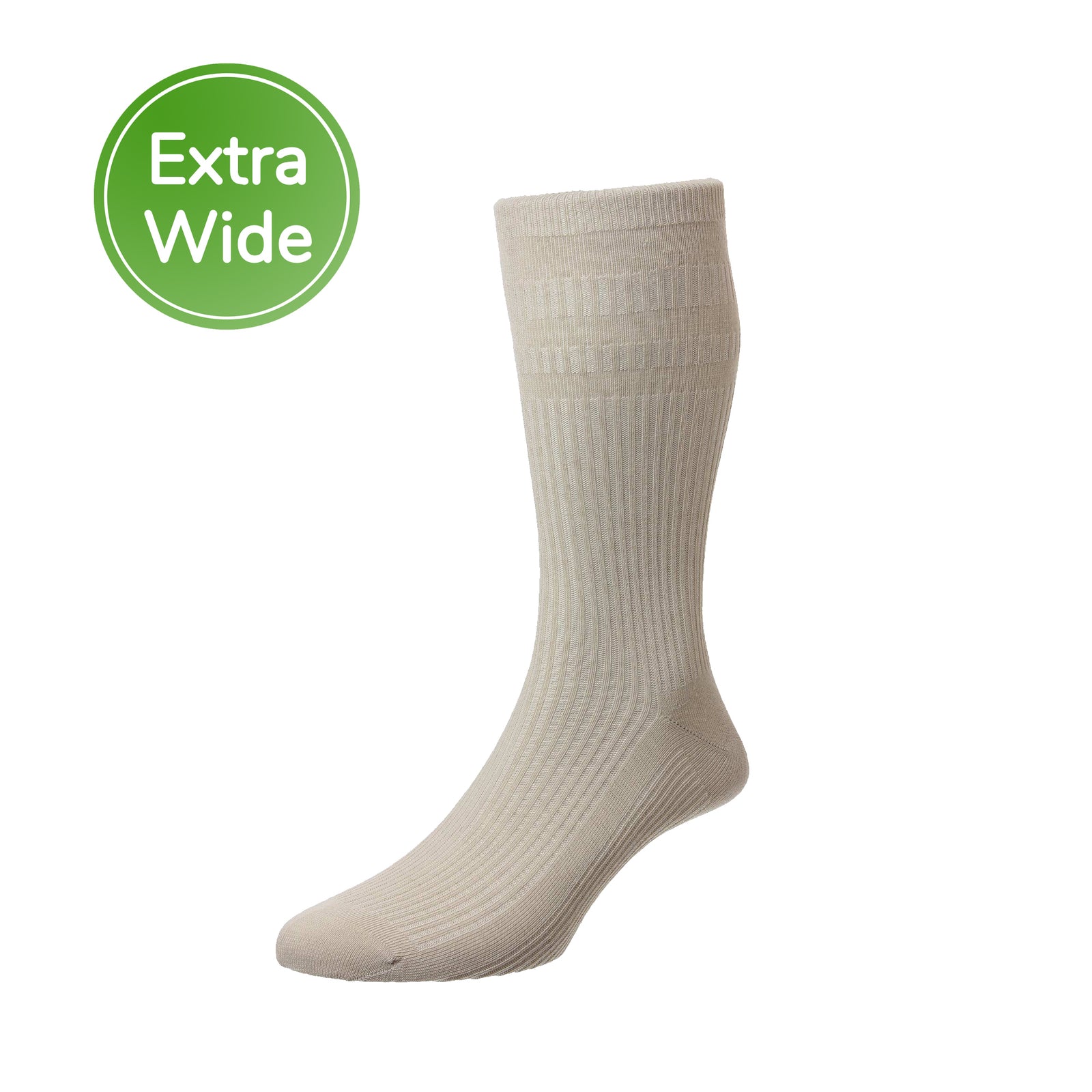 HJ Extra Wide Softop Socks - HJ191H - Cotton - Oatmeal