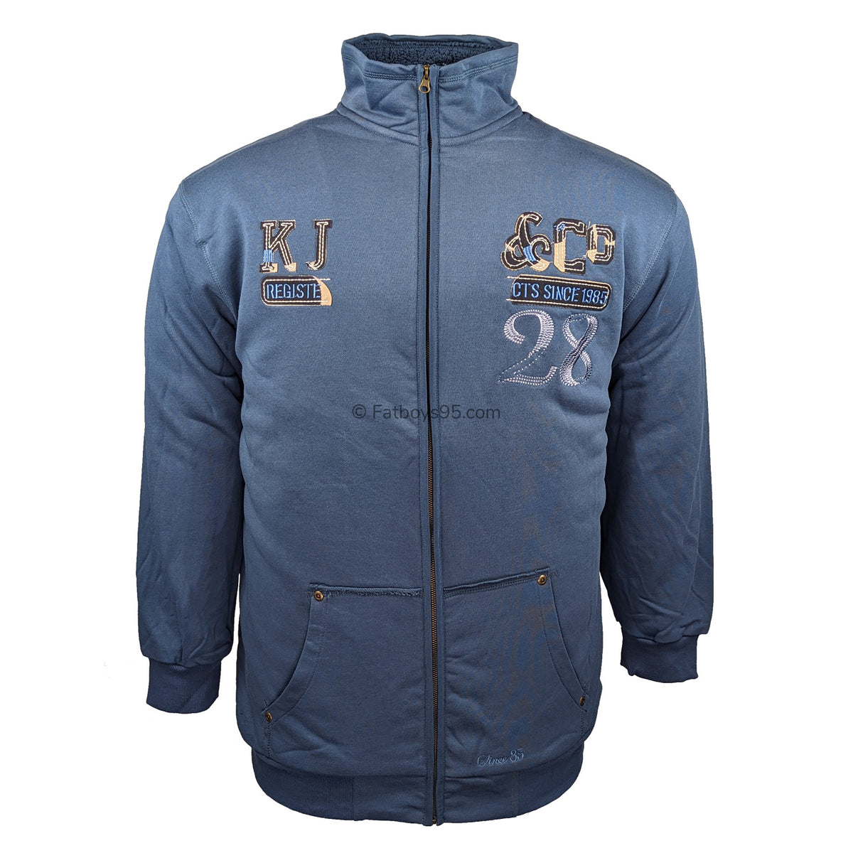 Kam Full Zip Fleece Lined Jumper - KBS 786 - Denim 1