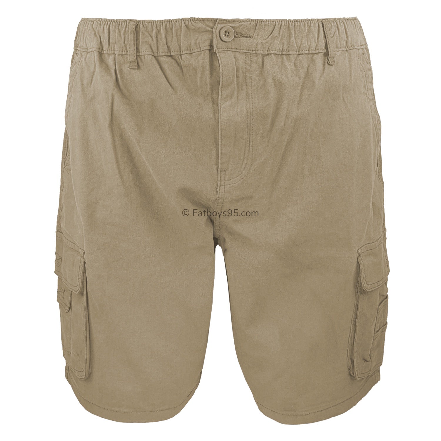 Big Men's Kam Elasticated Cargo Shorts - KBS 3404 - Stone