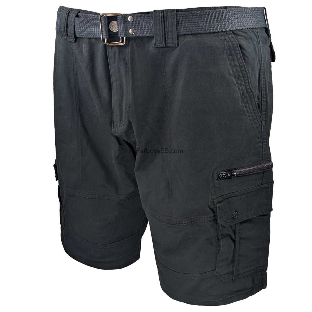 Kam Belted Cargo Stretch Shorts - KBS 343 - Black 2