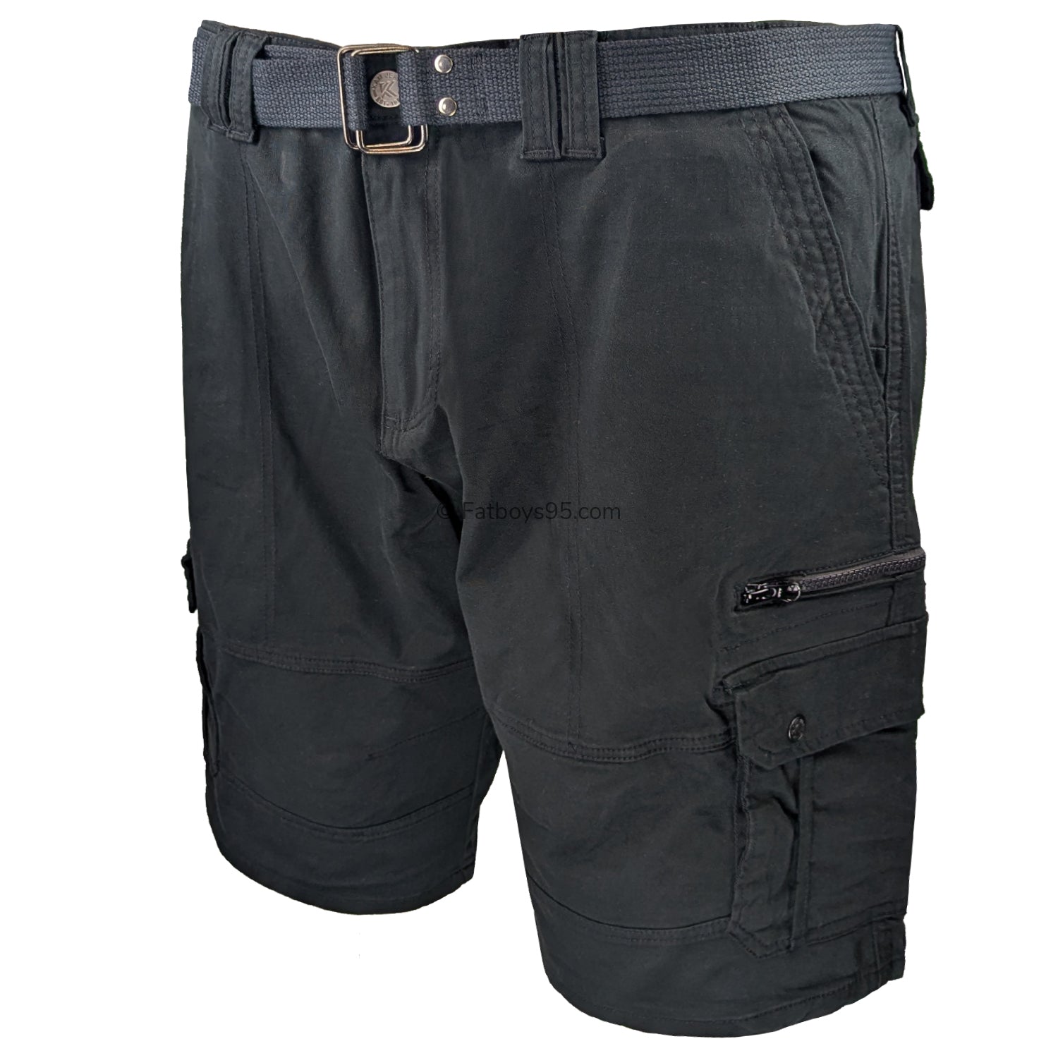 Kam Belted Cargo Stretch Shorts - KBS 343 - Black 2