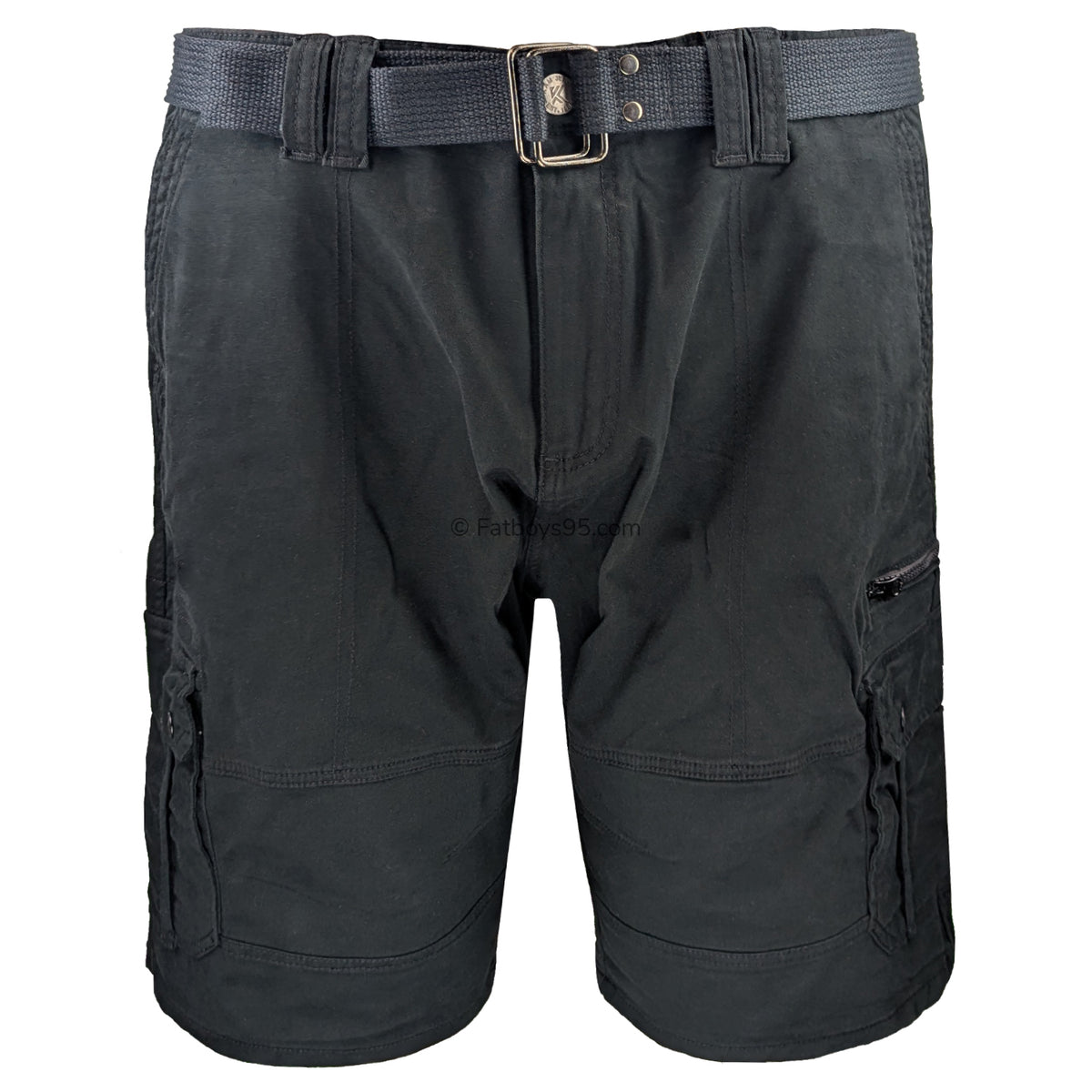 Kam Belted Cargo Stretch Shorts - KBS 343 - Black 1