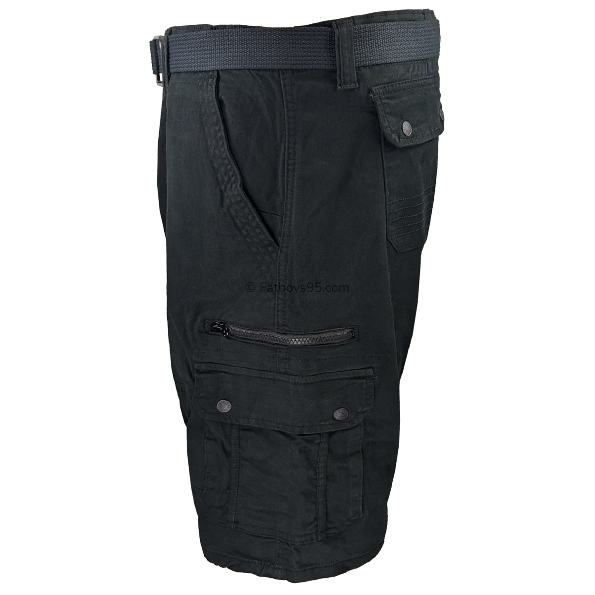 Kam Belted Cargo Stretch Shorts - KBS 343 - Black 3
