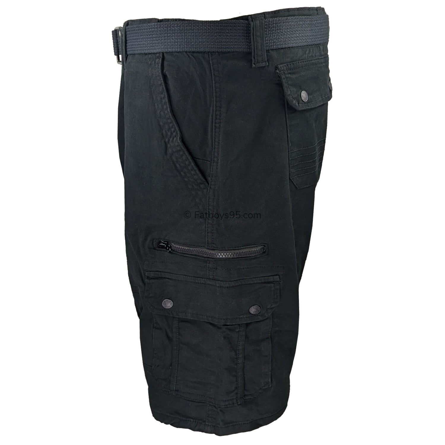 Kam Belted Cargo Stretch Shorts - KBS 343 - Black 3